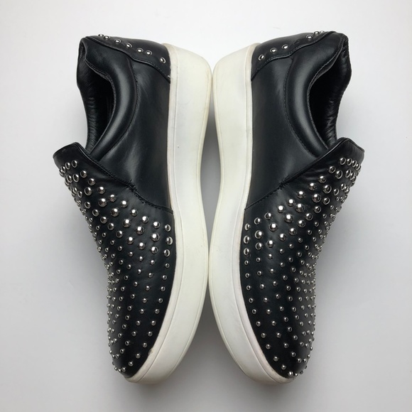 STEVE MADDEN "Smash" Slip on Sneakers Black Silver Studs Size 7.5 - Picture 3 of 6